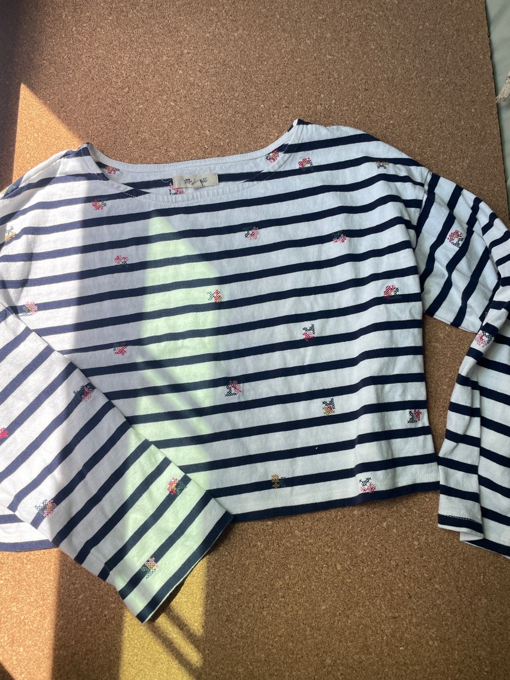 Madewell nautical stripe cross stitch top S/M